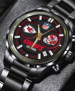 Kansas City Chiefs NFL Personalized Style Black Stainless Steel Watch For Fan