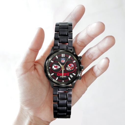 Kansas City Chiefs NFL Personalized Style Black Stainless Steel Watch For Fan - Image 3