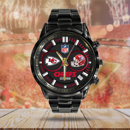 Kansas City Chiefs NFL Personalized Style Black Stainless Steel Watch For Fan - Image 4