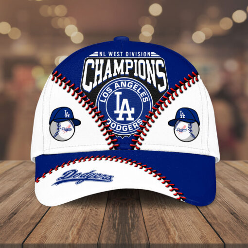 Los Angeles Dodgers MLB NL West Division Champions Baseball Cap – Blue & White Design with Red Stitching, Team Logo Embroidery - Image 2