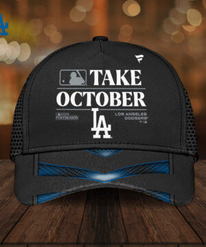 Los Angeles Dodgers MLB Postseason “Take October” Baseball Cap – Black & Blue Mesh Design, Playoff Edition