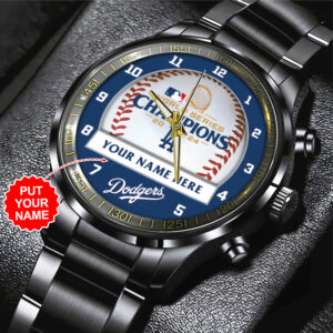 Los Angeles Dodgers MLB Personalized Style Black Stainless Steel Watch For Fan
