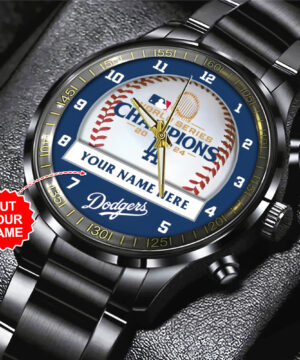 Los Angeles Dodgers MLB Personalized Style Black Stainless Steel Watch For Fan
