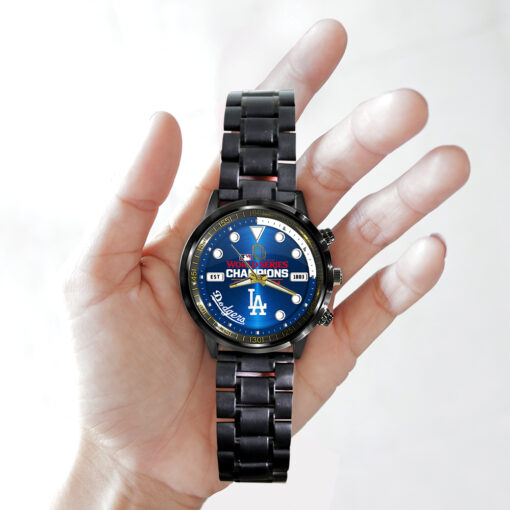 Los Angeles Dodgers MLB Personalized Style Black Stainless Steel Watch For Fan - Image 3