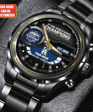 Los Angeles Dodgers MLB Personalized Style Black Stainless Steel Watch For Fan