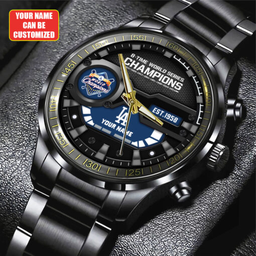 Los Angeles Dodgers MLB Personalized Style Black Stainless Steel Watch For Fan