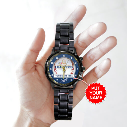 Los Angeles Dodgers MLB Personalized Style Black Stainless Steel Watch For Fan - Image 3