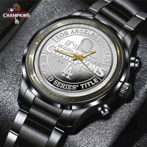 Los Angeles Dodgers MLB Personalized Style Black Stainless Steel Watch For Fan