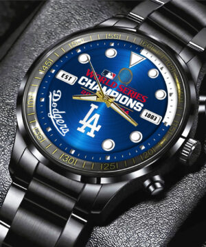 Los Angeles Dodgers MLB Personalized Style Black Stainless Steel Watch For Fan
