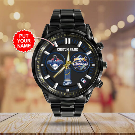 Los Angeles Dodgers MLB Personalized Style Black Stainless Steel Watch For Fan - Image 3