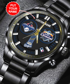 Los Angeles Dodgers MLB Personalized Style Black Stainless Steel Watch For Fan