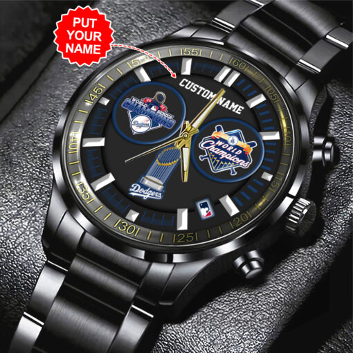 Los Angeles Dodgers MLB Personalized Style Black Stainless Steel Watch For Fan