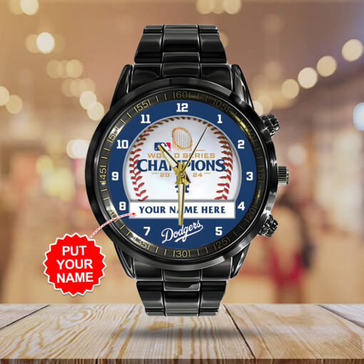 Los Angeles Dodgers MLB Personalized Style Black Stainless Steel Watch For Fan - Image 4