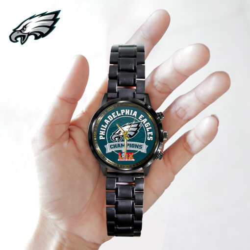 Personalized Philadelphia Eagles NFL Black Stainless Steel Watch V2 – Stylish Gift for Fans - Image 3