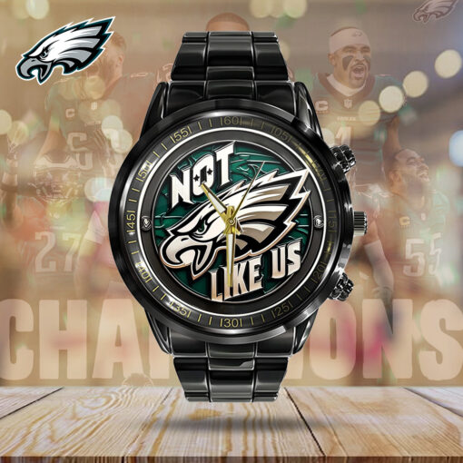 Philadelphia Eagles Super Bowl Champions 2025 – Black Stainless Steel Sports Watch for Men & Women | NFL Fan Gift - Image 2