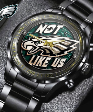 Philadelphia Eagles Super Bowl Champions 2025 – Black Stainless Steel Sports Watch for Men & Women | NFL Fan Gift