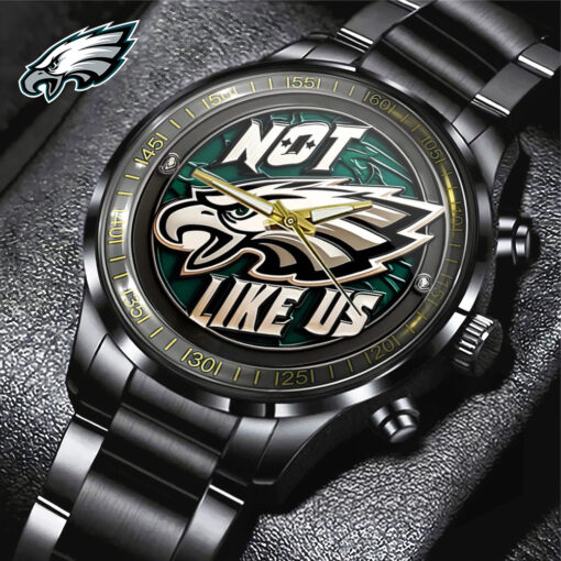 Philadelphia Eagles Super Bowl Champions 2025 – Black Stainless Steel Sports Watch for Men & Women | NFL Fan Gift