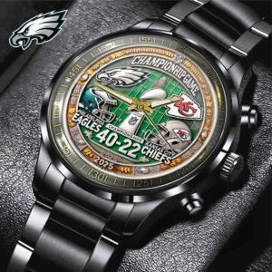 Philadelphia Eagles vs Kansas City Chiefs Championship Game 2025 Watch – Black Stainless Steel Fan Gift