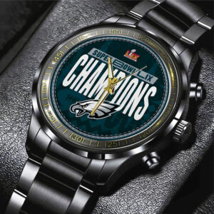 Philadelphia Eagles Super Bowl LIX Champions Black Stainless Steel Watch – Limited Edition Sports Timepiece