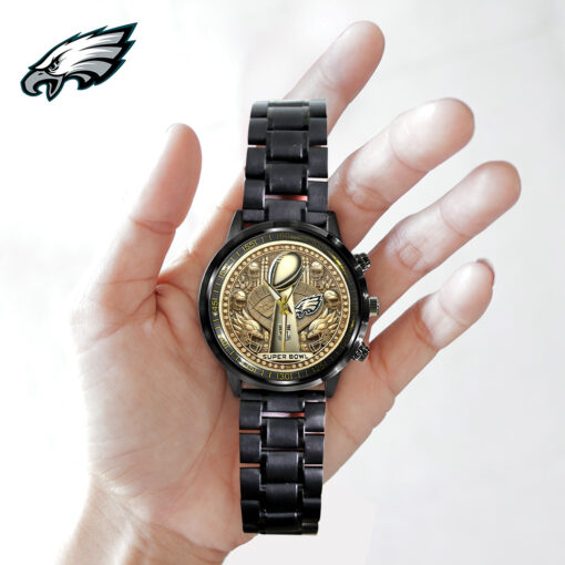 Personalized Philadelphia Eagles NFL Black Stainless Steel Watch – Stylish Gift for Fans - Image 2