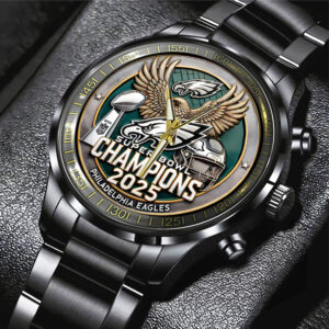 Philadelphia Eagles Personalized Luxury Stainless Steel Watch – Super Bowl Champions 2025 Edition