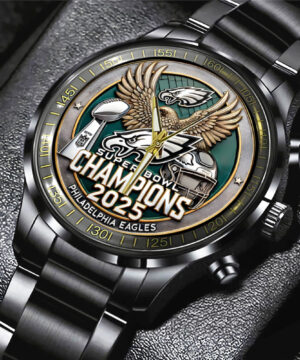 Philadelphia Eagles Personalized Luxury Stainless Steel Watch – Super Bowl Champions 2025 Edition