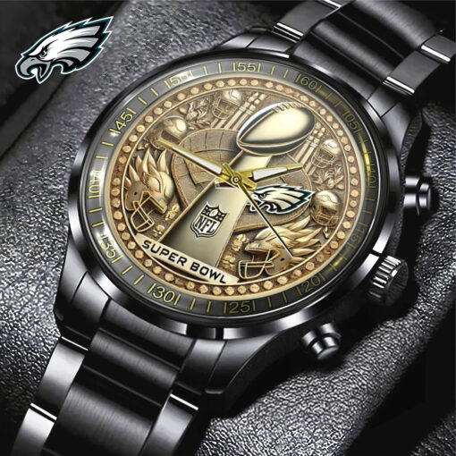 Personalized Philadelphia Eagles NFL Black Stainless Steel Watch – Stylish Gift for Fans - Image 3