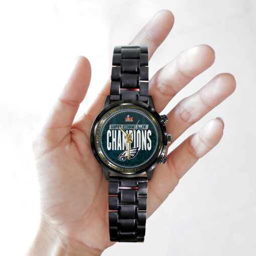 Philadelphia Eagles Super Bowl LIX Champions Black Stainless Steel Watch – Limited Edition Sports Timepiece - Image 4