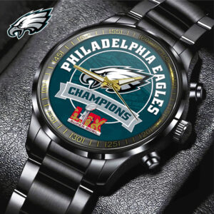 Personalized Philadelphia Eagles NFL Black Stainless Steel Watch V2 – Stylish Gift for Fans