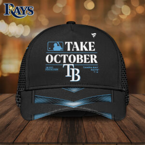 Tampa Bay Rays MLB Postseason “Take October” Baseball Cap – Black & Blue Mesh Design, Playoff Edition
