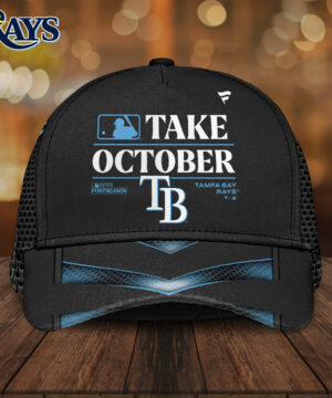 Tampa Bay Rays MLB Postseason “Take October” Baseball Cap – Black & Blue Mesh Design, Playoff Edition