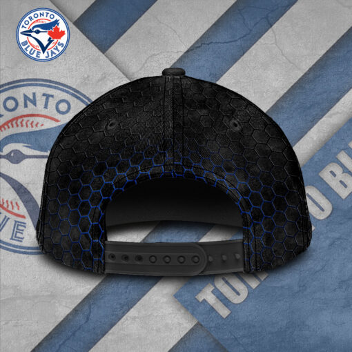 Toronto Blue Jays MLB Personalized Scratch Claw Mark Baseball Cap – Custom Name, Black & Blue Honeycomb Design - Image 5