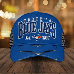 Toronto Blue Jays MLB Classic Baseball Cap – Team Logo & Est. 1977 Design, Blue & Black Mesh Pattern