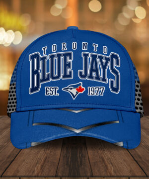 Toronto Blue Jays MLB Classic Baseball Cap – Team Logo & Est. 1977 Design, Blue & Black Mesh Pattern