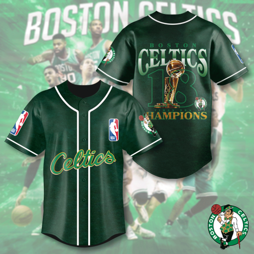Boston Celtics NBA Baseball Jersey – Custom Number | NBA Fan Edition