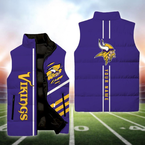 Minnesota Vikings NFL Custom Puffer Vest | Personalized NFL Winter Gear - Image 2