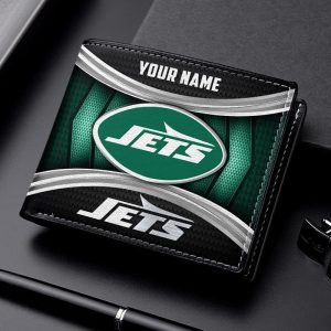 New York Jets NFL Personalized Leather Wallet for Men