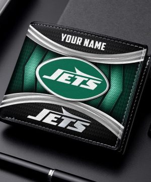 New York Jets NFL Personalized Leather Wallet for Men