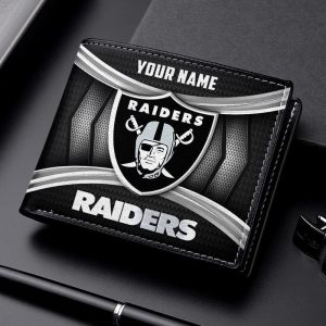 Las Vegas Raiders NFL Personalized Leather Wallet for Men