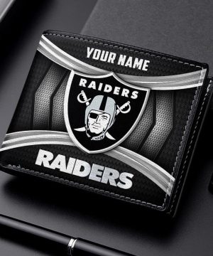 Las Vegas Raiders NFL Personalized Leather Wallet for Men