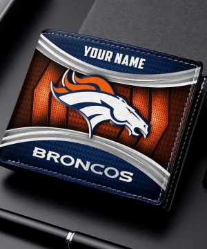 Denver Broncos NFL Personalized Leather Wallet for Men