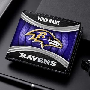 Baltimore Ravens NFL Personalized Leather Wallet for Men