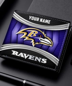 Baltimore Ravens NFL Personalized Leather Wallet for Men