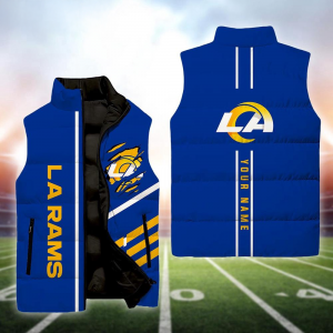 Los Angeles Rams NFL Custom Puffer Vest | Personalized NFL Winter Gear