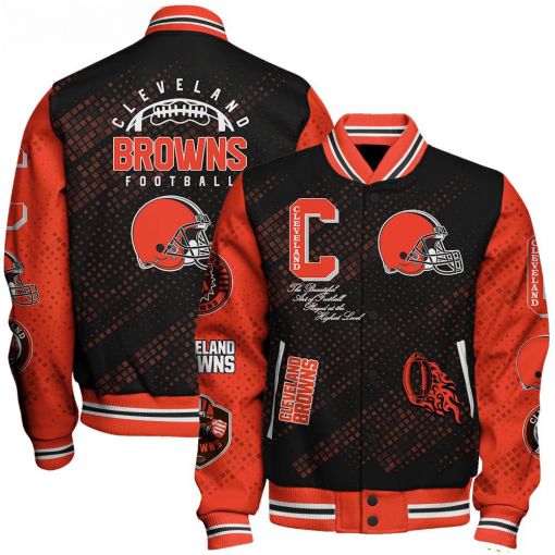 Cleveland Browns NFL Varsity Jacket – Retro Baseball Style - Image 2