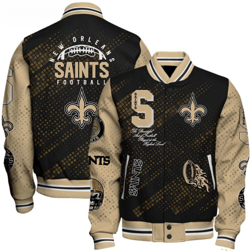 New Orleans Saints NFL Varsity Jacket – Retro Baseball Style - Image 2
