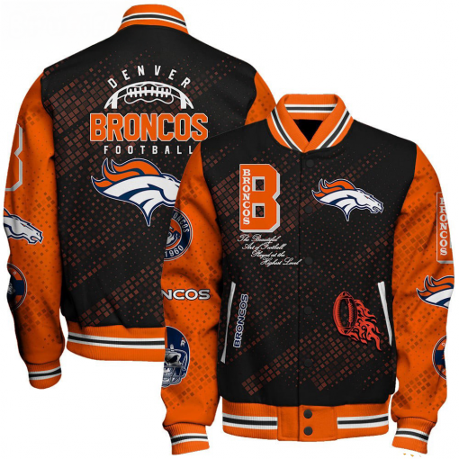 Denver Broncos NFL Varsity Jacket – Retro Baseball Style - Image 2