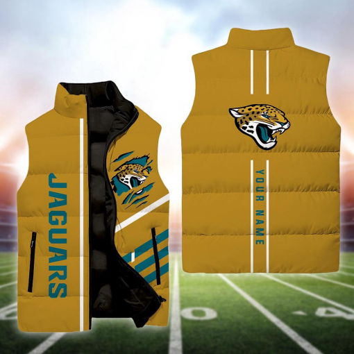 Jacksonville Jaguars NFL Custom Puffer Vest | Personalized NFL Winter Gear - Image 2