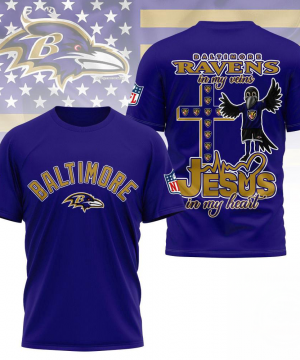 Baltimore Ravens NFL T-Shirt | Jesus in My Heart Faith Edition