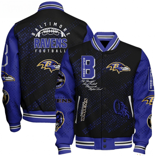 Baltimore Ravens NFL Varsity Jacket – Retro Baseball Style - Image 2
